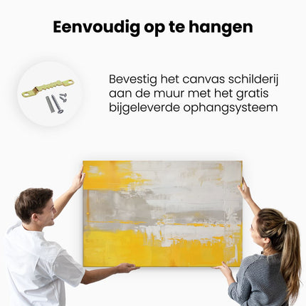 Canvas schilderij ophangen Abstract Kunstwerk in Geel en Grijs