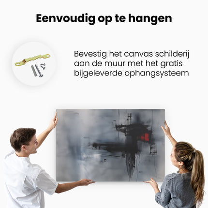 Canvas schilderij ophangen Abstract Kunstwerk met Rode en Zwarte Inkt