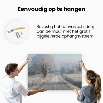 Canvas schilderij ophangen IJzige Weg op het Platteland