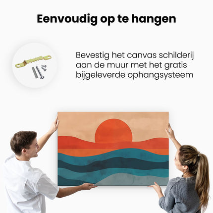 Canvas schilderij ophangen De Zon komt op boven de Oceaan