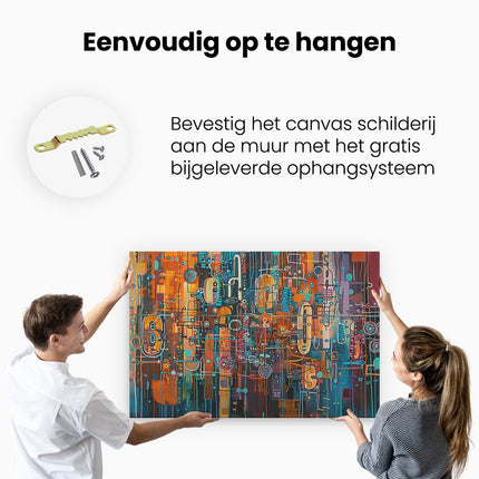 Canvas schilderij ophangen Abstract Kunstwerk met veel Kleuren en Vormen