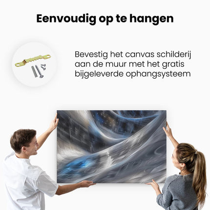 Canvas schilderij ophangen Abstract Beeld van een Blauwe en Zilveren Ruimte