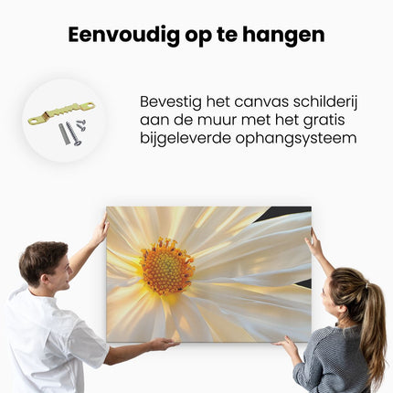Canvas schilderij ophangen Close-Up van een Witte Bloem
