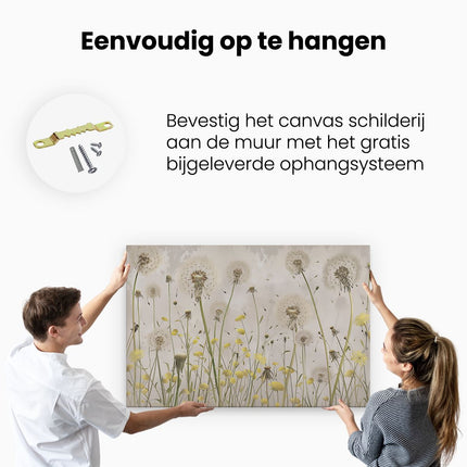 Canvas schilderij ophangen Paardebloem