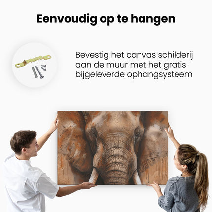 Canvas schilderij ophangen Olifant met Slagtanden