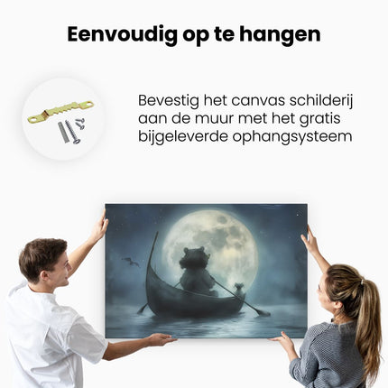 Canvas schilderij ophangen Teddybeer in een Boot