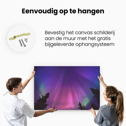 Canvas schilderij ophangen De Aurora Borealis Verlicht de Hemel