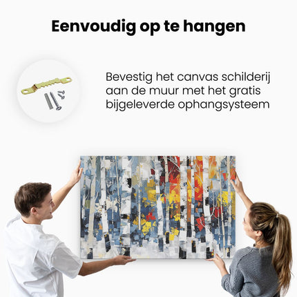 Canvas schilderij ophangen Abstract Kunstwerk van Berkenbomen