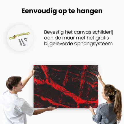 Canvas schilderij ophangen Rood en Zwart Artwork op een Zwarte Achtergrond