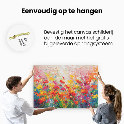 Canvas schilderij ophangen Abstract Kunstwerk van Kleurrijke Bloemen