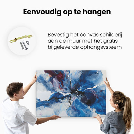 Canvas schilderij ophangen Abstract Kunstwerk van een Blauwe Bloem