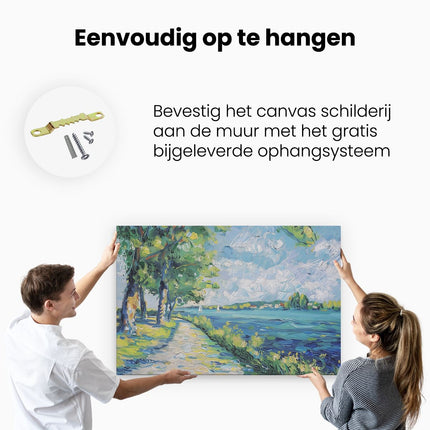 Canvas schilderij ophangen Kunstwerk van een Pad Naast een Meer