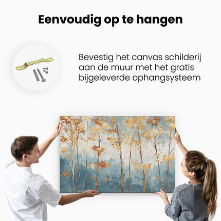 Canvas schilderij ophangen Kunstwerk van Herfstbomen