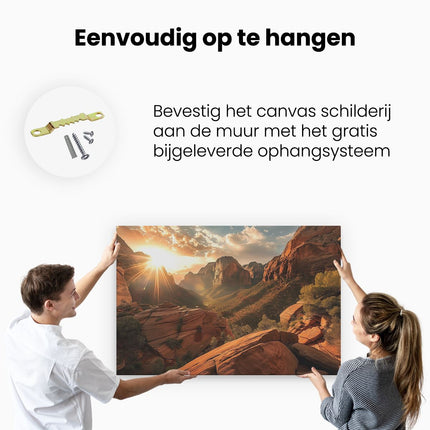 Canvas schilderij ophangen De Zon schijnt over een Kloof