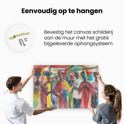 Canvas schilderij ophangen Kunstwerk van een Groep Mensen