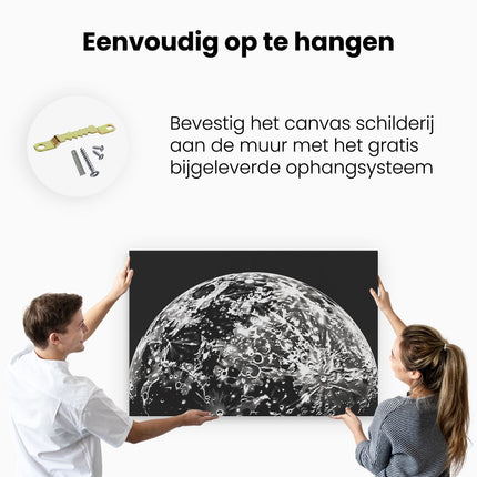 Canvas schilderij ophangen Zwart Wit Beeld van een Maan