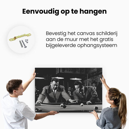 Canvas schilderij ophangen Twee Mannen die Pool Spelen