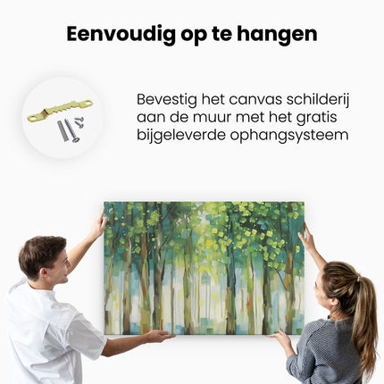 Canvas schilderij ophangen Groene Bomen in het Bos