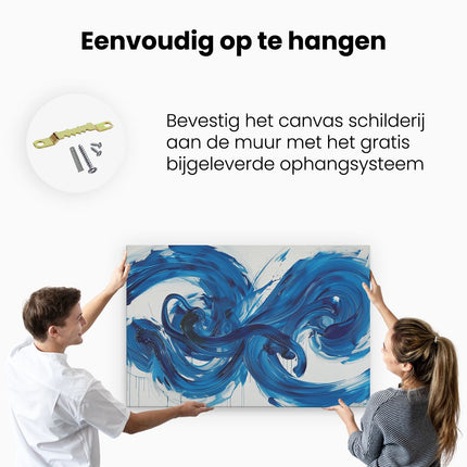 Canvas schilderij ophangen Abstract Kunstwerk van Blauwe Wervelingen