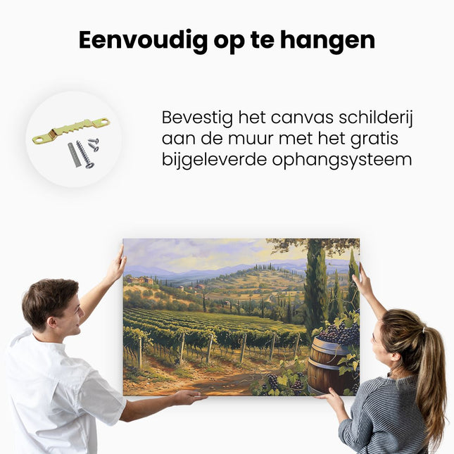 Canvas schilderij ophangen Kunstwerk van een Wijngaard