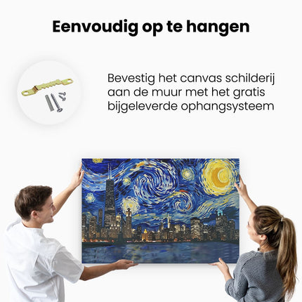 Canvas schilderij ophangen Kunstwerk van de Sterrenhemel boven Chicago