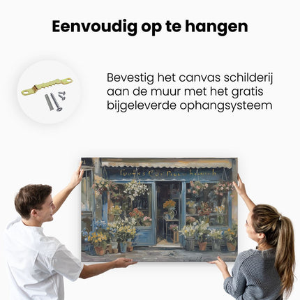 Canvas schilderij ophangen Kunstwerk van een Bloemenwinkel