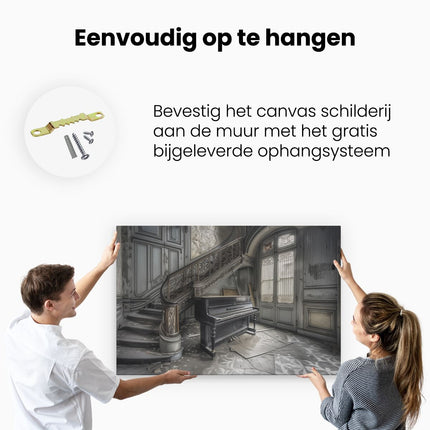 Canvas schilderij ophangen Verlaten Kamer met een Piano