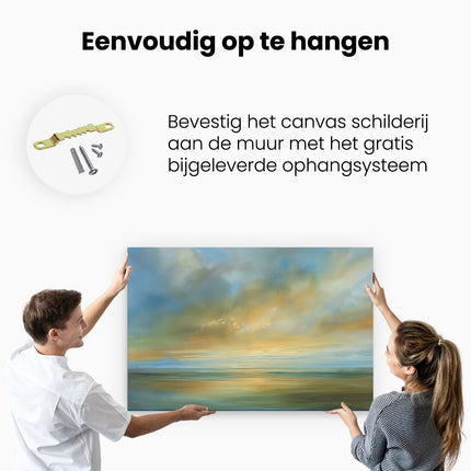 Canvas schilderij ophangen Abstract Kunstwerk van een Zonsondergang boven de Oceaan