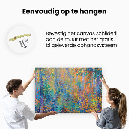 Canvas schilderij ophangen Kleurrijk Kunstwerk van een Bos