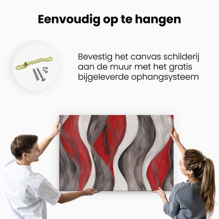 Canvas schilderij ophangen Rood, Wit en Zwart Abstract Kunstwerk