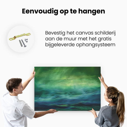 Canvas schilderij ophangen Groene en Blauwe Oceaan met Golven