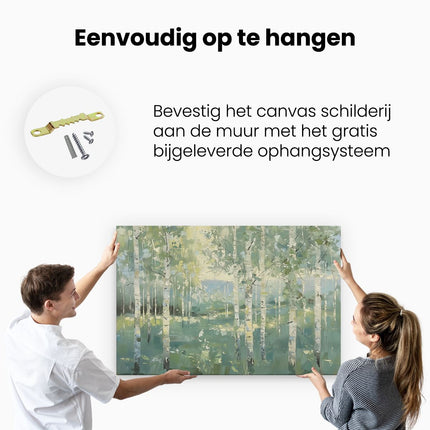 Canvas schilderij ophangen Kunstwerk van een Berkenbos