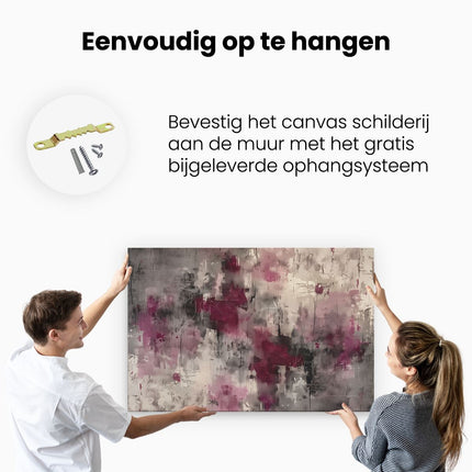 Canvas schilderij ophangen Abstract Kunstwerk met Roze en Zwarte Verf