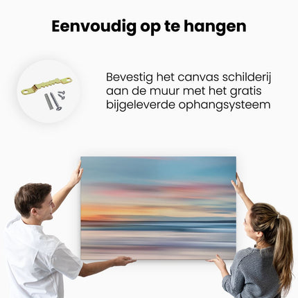 Canvas schilderij ophangen Wazig Beeld van de Oceaan bij Zonsondergang