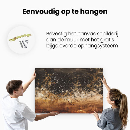 Canvas schilderij ophangen Zwart Wit Kunstwerk met Splatters