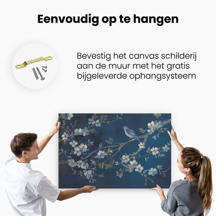 Canvas schilderij ophangen Vogel Zat op een Tak