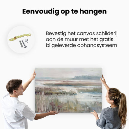 Canvas schilderij ophangen Kunstwerk van Riet en Water