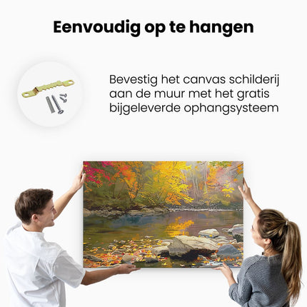 Canvas schilderij ophangen Kunstwerk van een Rivier in de Herfst