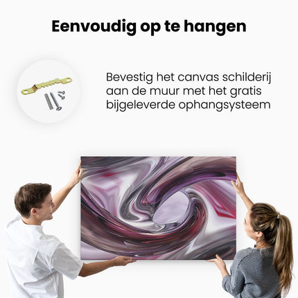 Canvas schilderij ophangen Het Beeld is een Werveling van Paars en Zwart