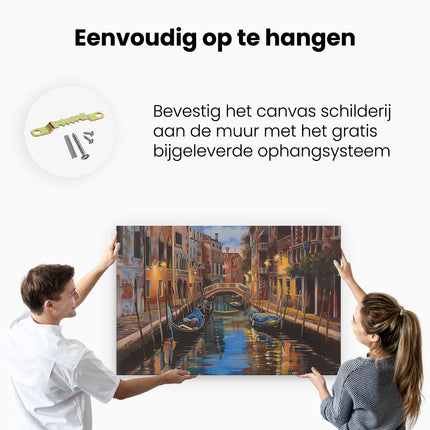 Canvas schilderij ophangen Kunstwerk van een Kanaal in Venetië