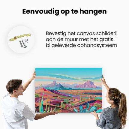 Canvas schilderij ophangen Cactus, Woestijn, Bergen