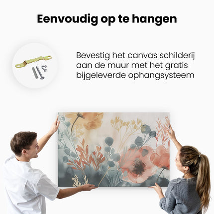 Canvas schilderij ophangen Aquarelkunstwerk van Bloemen