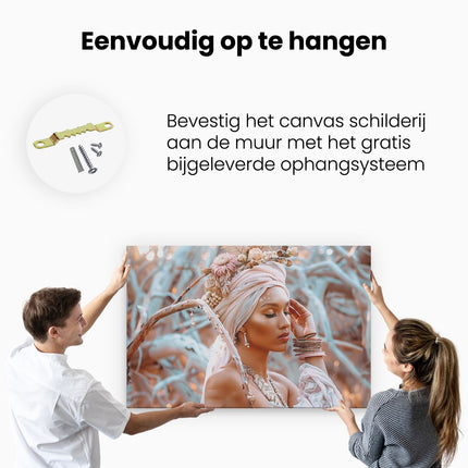 Canvas schilderij ophangen Vrouw met een Tulband en Sieraden