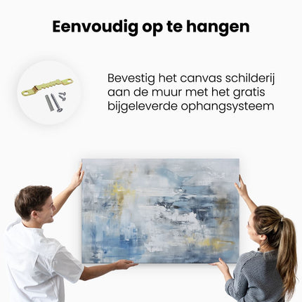 Canvas schilderij ophangen Abstract Kunstwerk in Blauw en Geel