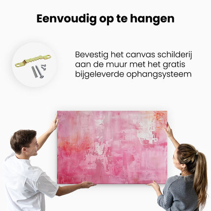 Canvas schilderij ophangen Abstract Kunstwerk met Roze en Oranje Kleuren