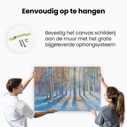 Canvas schilderij ophangen Berkenbomen in de Sneeuw