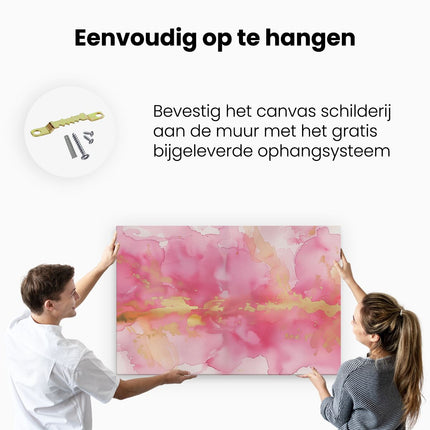 Canvas schilderij ophangen Roze Aquarelkunstwerk op een Witte Achtergrond