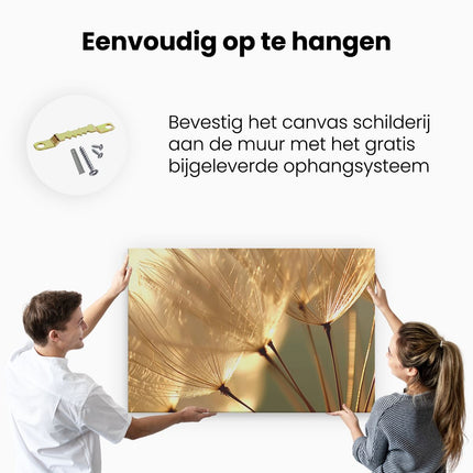 Canvas schilderij ophangen Close-Up van een Paardebloembloem