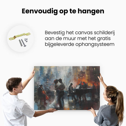 Canvas schilderij ophangen Kunstwerk van een Koppel dat Danst voor een Piano