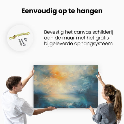 Canvas schilderij ophangen Abstract Kunstwerk van een Zonsopgang boven een Meer